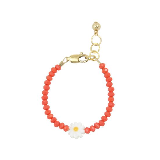 Daisy Baby Bracelet (Coral 4MM Beads)