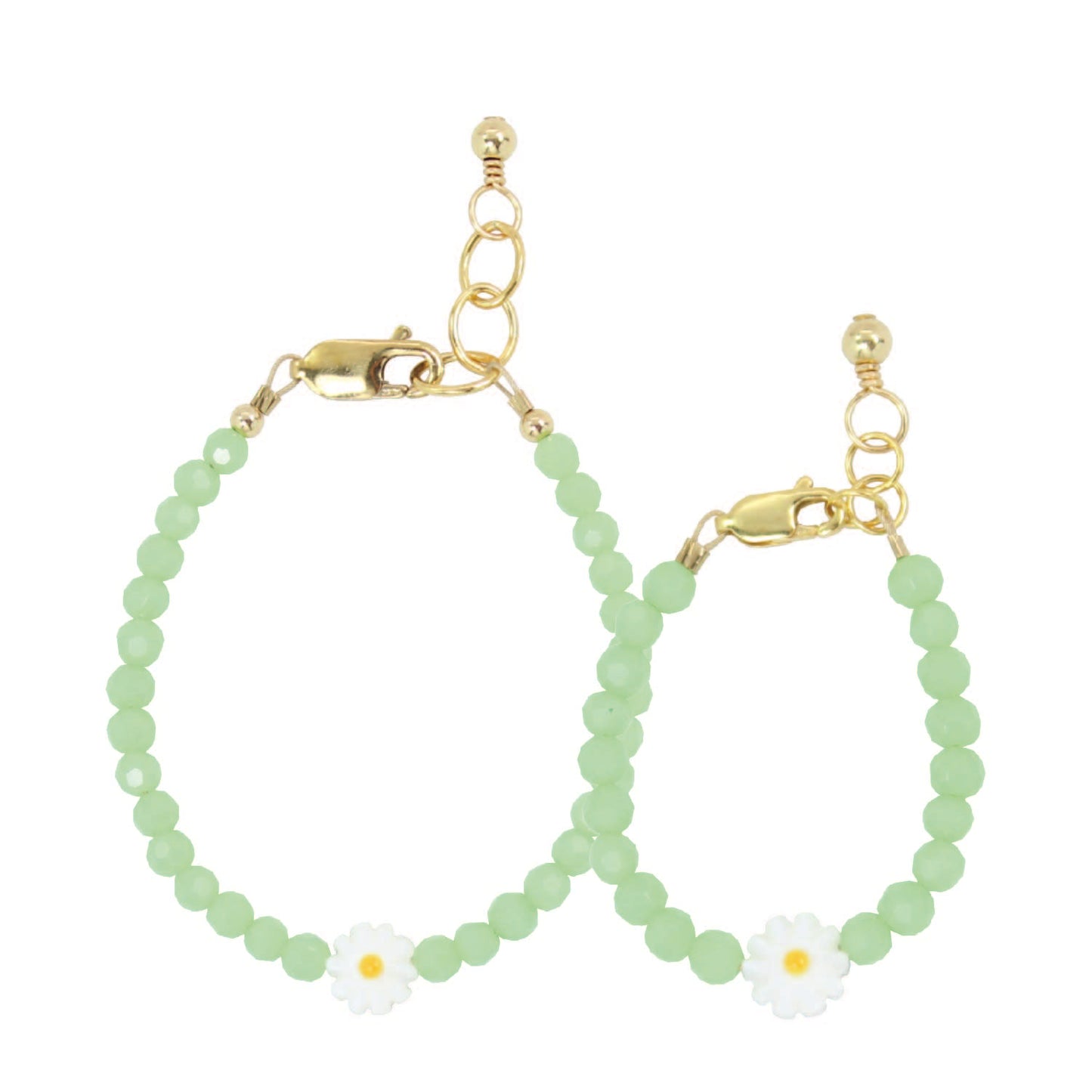 Daisy Mom + Mini Bracelet set (Aloe 4MM Beads)
