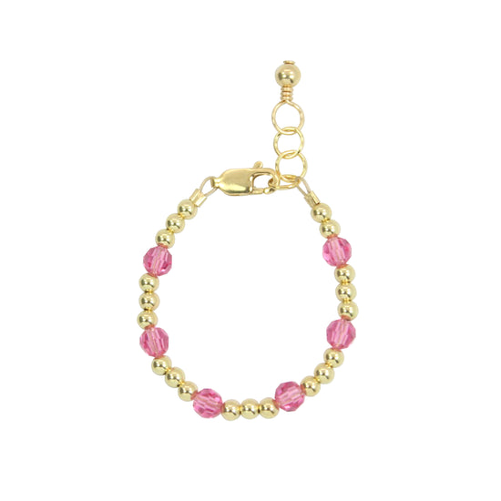 October Birthstone Dotted Baby Bracelet (3MM + 4MM beads)
