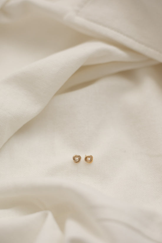 Gems by Laura. twisted stud earring. gold filled twisted stud. karma stud. 
