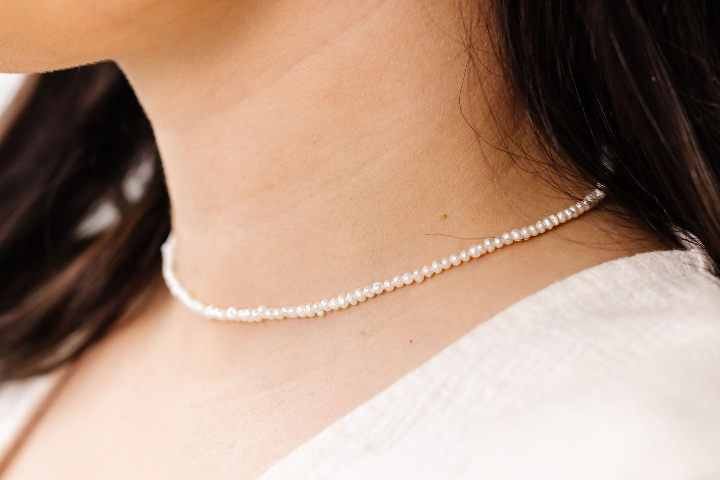 Mini Freshwater Pearl Necklace + Adult Bracelet Set (2MM Beads)