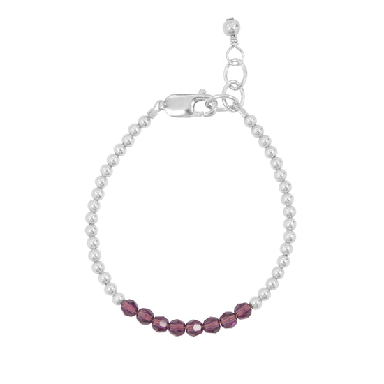 February Birthstone Adult Bracelet (3MM + 4MM beads)