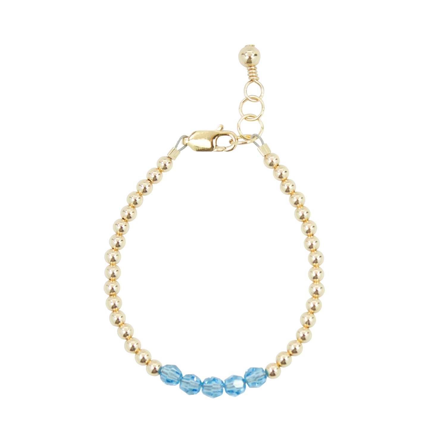 March Birthstone Baby Bracelet (3MM + 4MM beads)