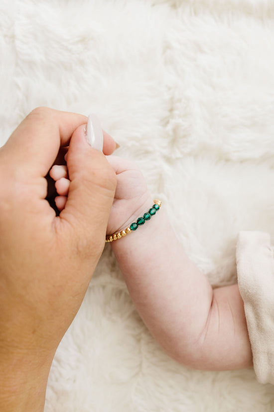 May Birthstone Mom + Mini Bracelet Set (3MM + 4MM Beads)