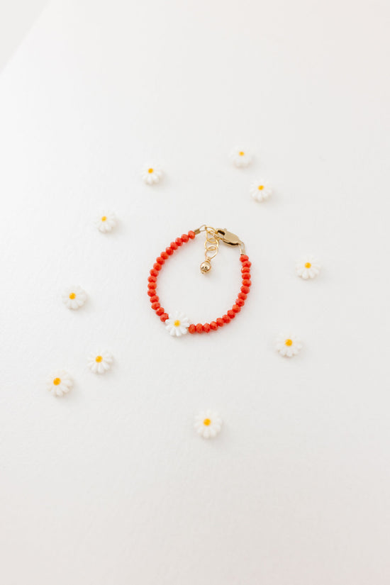 Load image into Gallery viewer, Daisy Baby Bracelet (Coral 4MM Beads)
