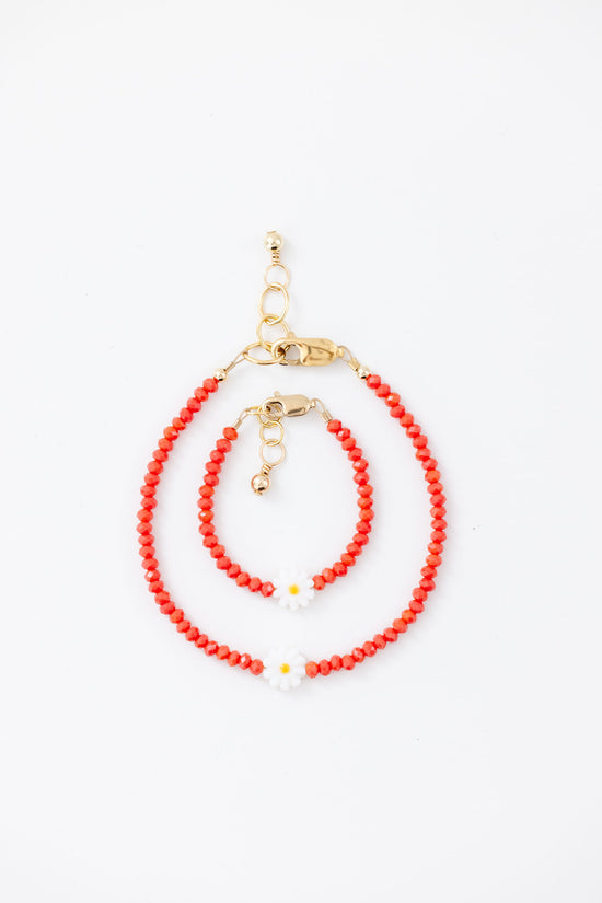 Load image into Gallery viewer, Daisy Baby Bracelet (Coral 4MM Beads)
