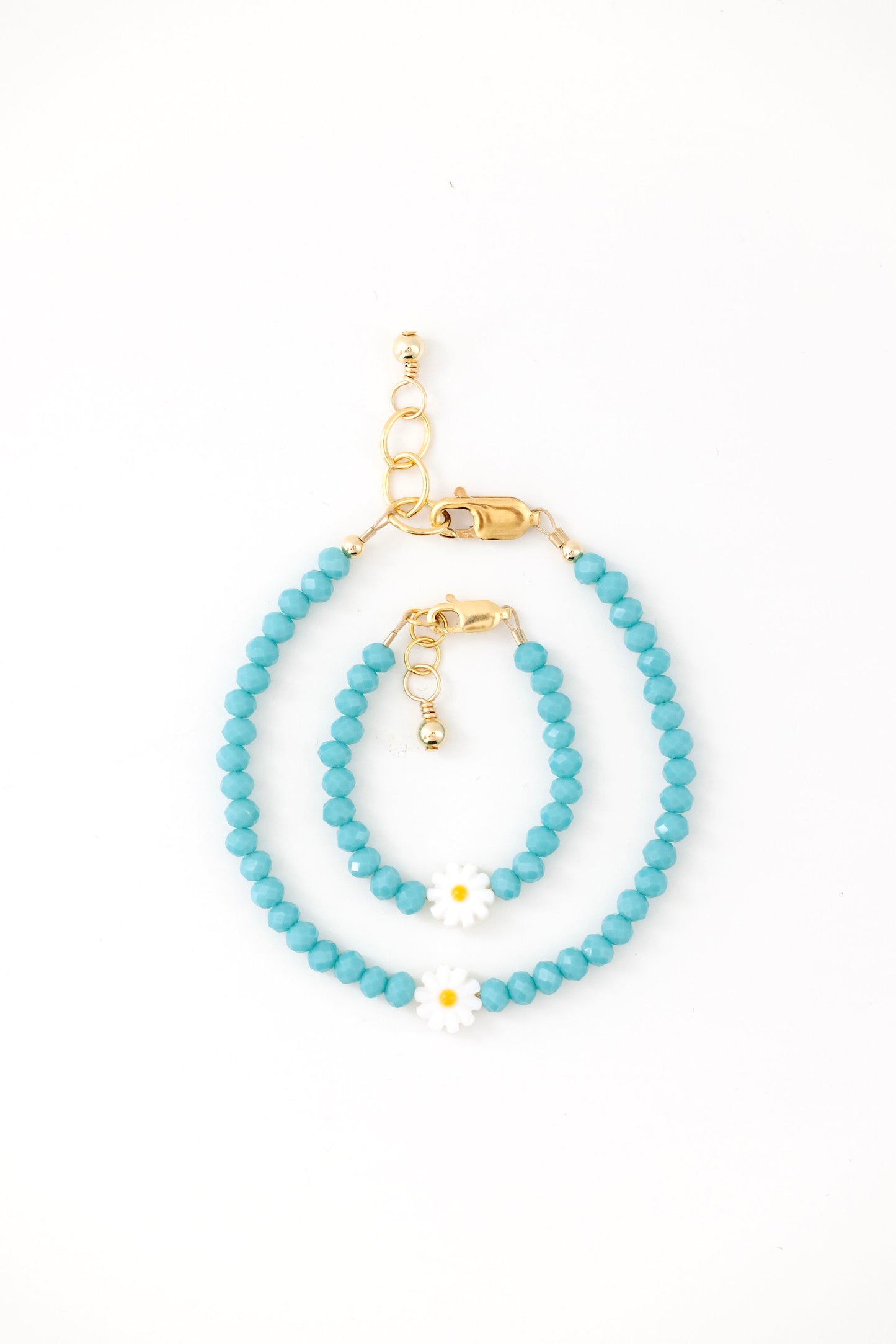 Daisy Mom + Mini Bracelet set (Peacock 4MM Beads)