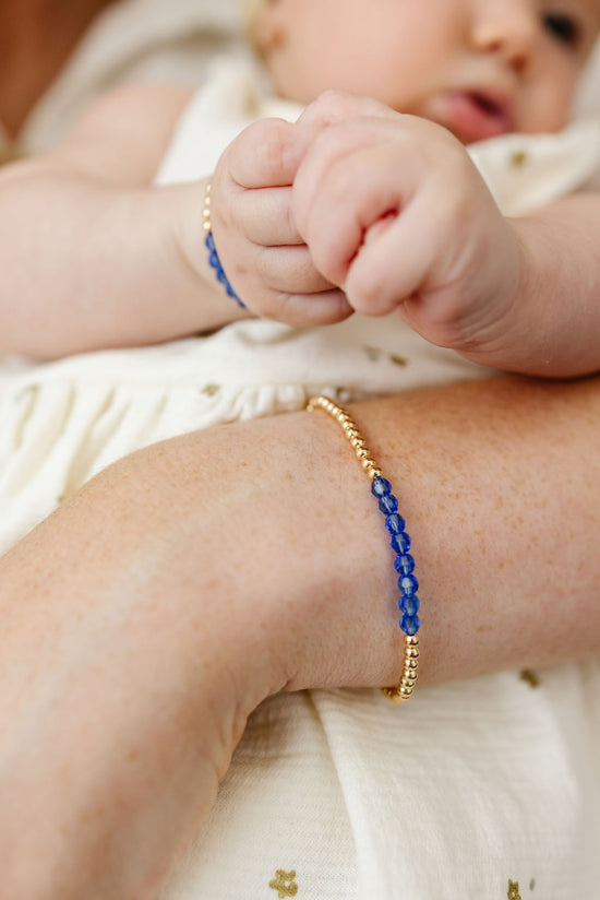 Load image into Gallery viewer, September Birthstone Mom + Mini Bracelet Set (4MM Beads)
