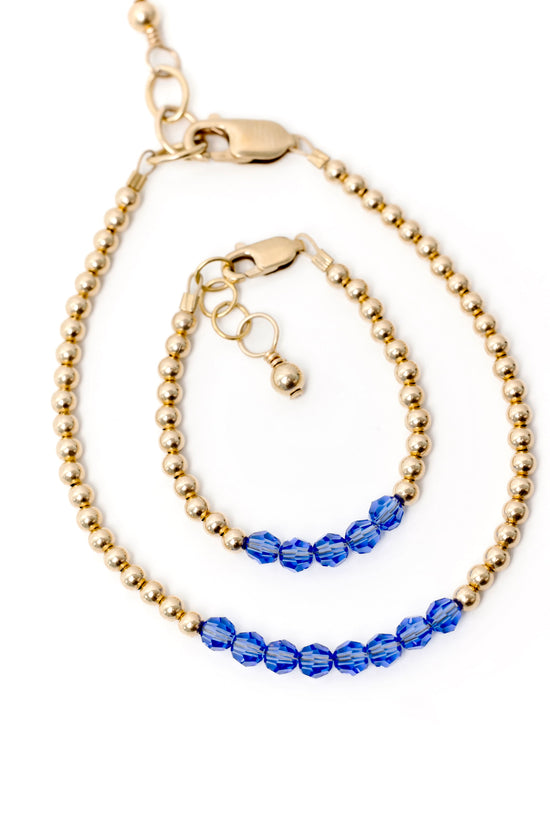 Load image into Gallery viewer, September Birthstone Mom + Mini Bracelet Set (4MM Beads)
