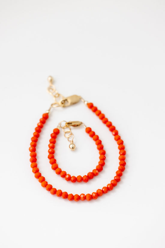 Pumpkin Mom + Mini Bracelet set (4MM Beads)