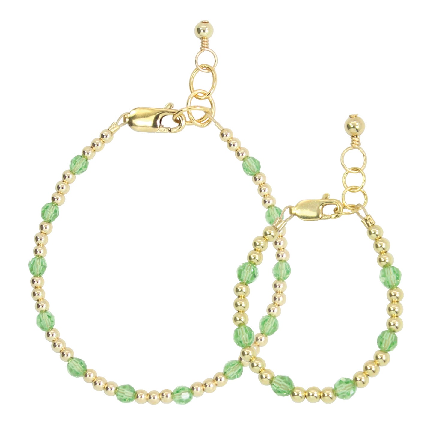 August Birthstone Dotted Mom + Mini Bracelet Set (4MM Beads)