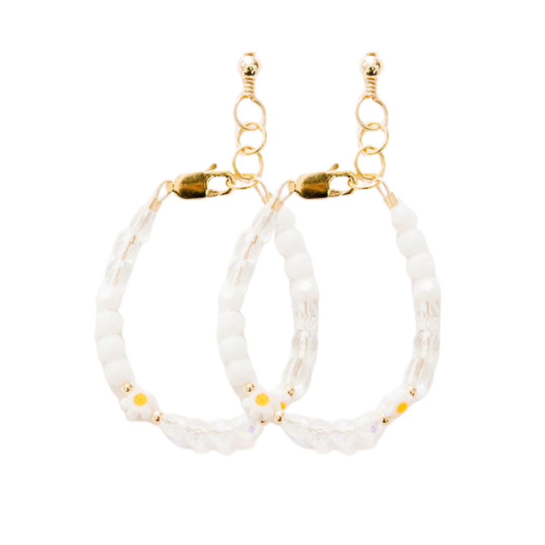 Daisy May Mom + Mini Bracelet Set (White 2MM + 4MM Beads)
