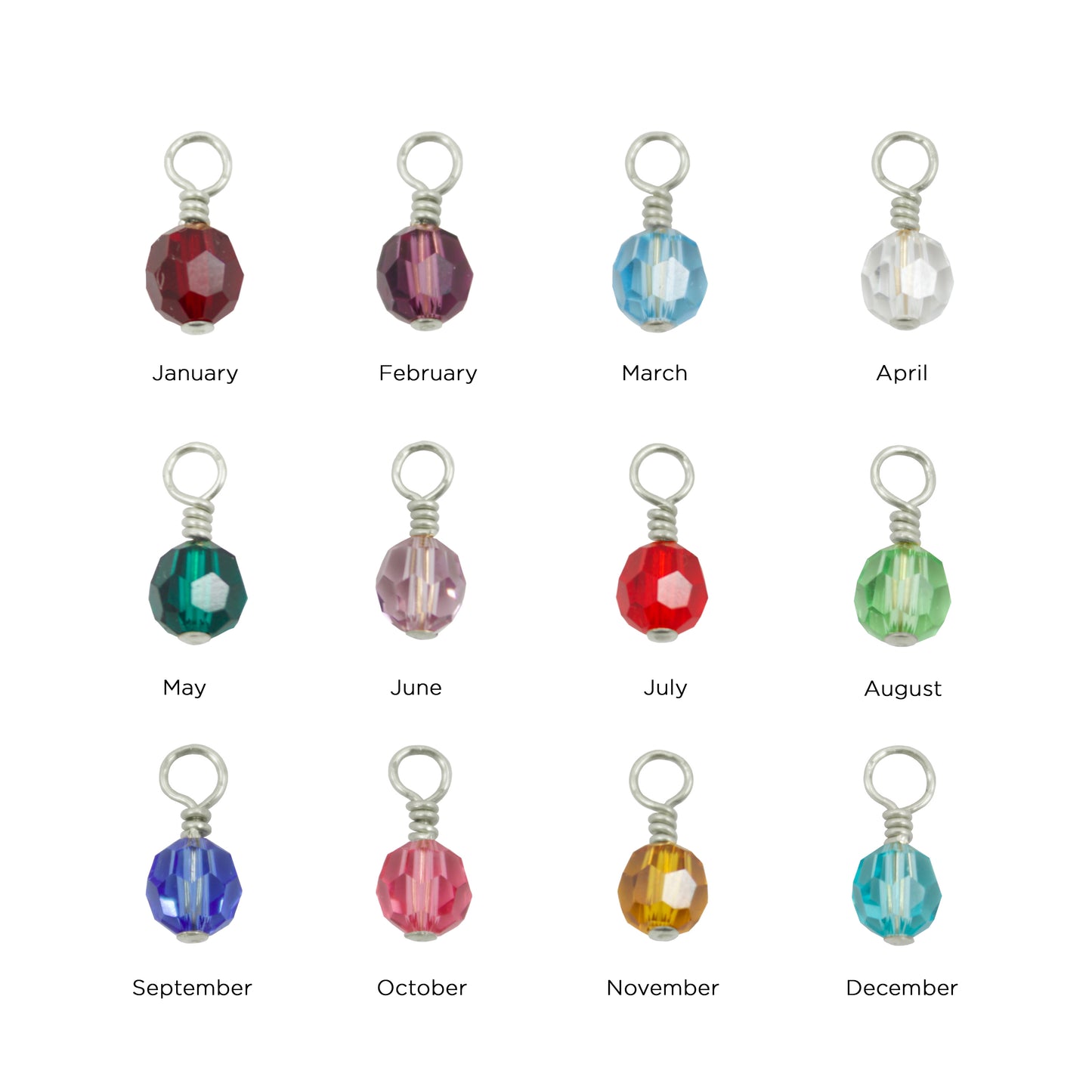 Wholesale Double Hook Birthstone Charms For DIY Jewelry 925 Silver