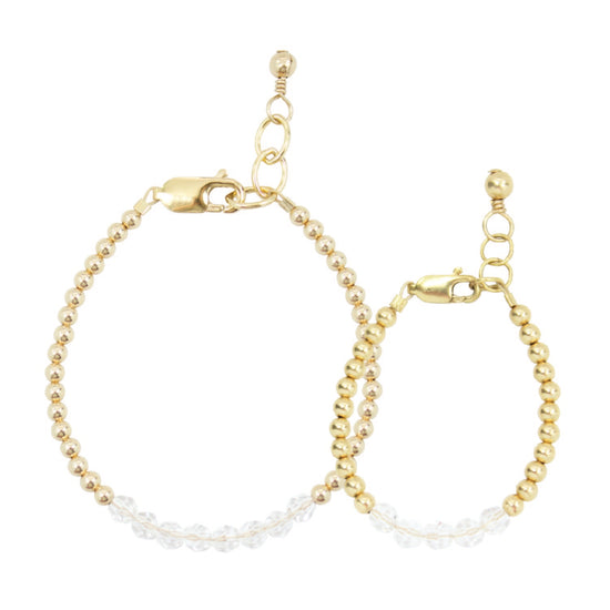 April Birthstone Mom + Mini Bracelet Set (4MM Beads)