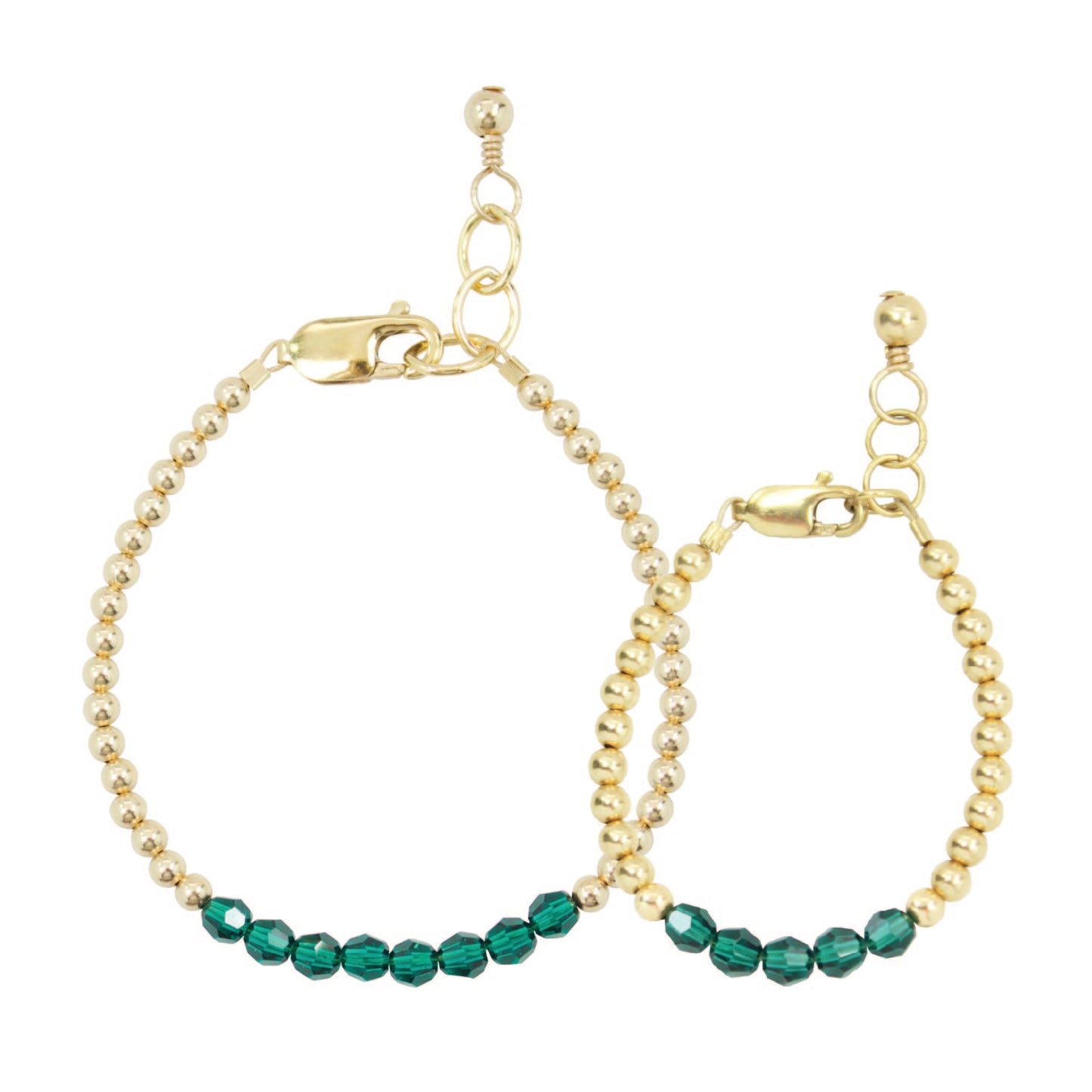 May Birthstone Mom + Mini Bracelet Set (4MM Beads)