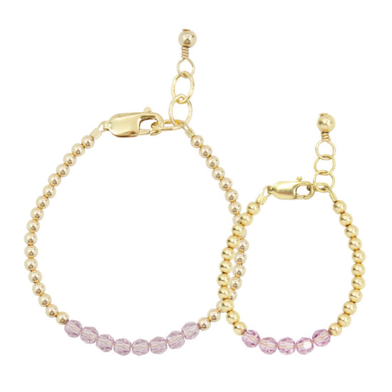 June Birthstone Mom + Mini Bracelet Set (4MM Beads)
