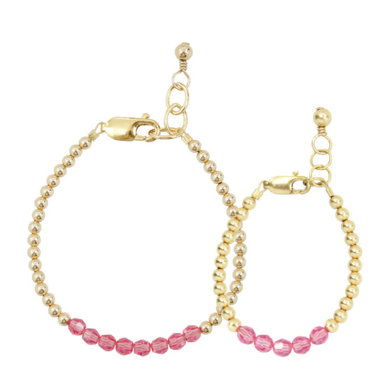October Birthstone Mom + Mini Bracelet Set (3MM + 4MM Beads)