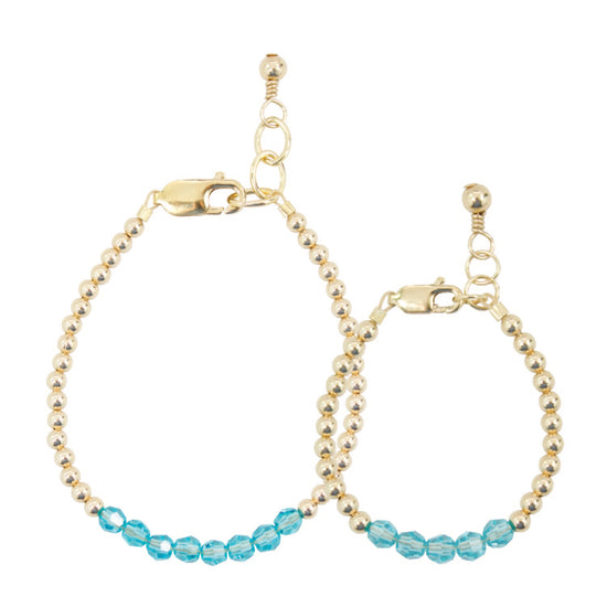 December Birthstone Mom + Mini Bracelet Set (3MM + 4MM Beads)