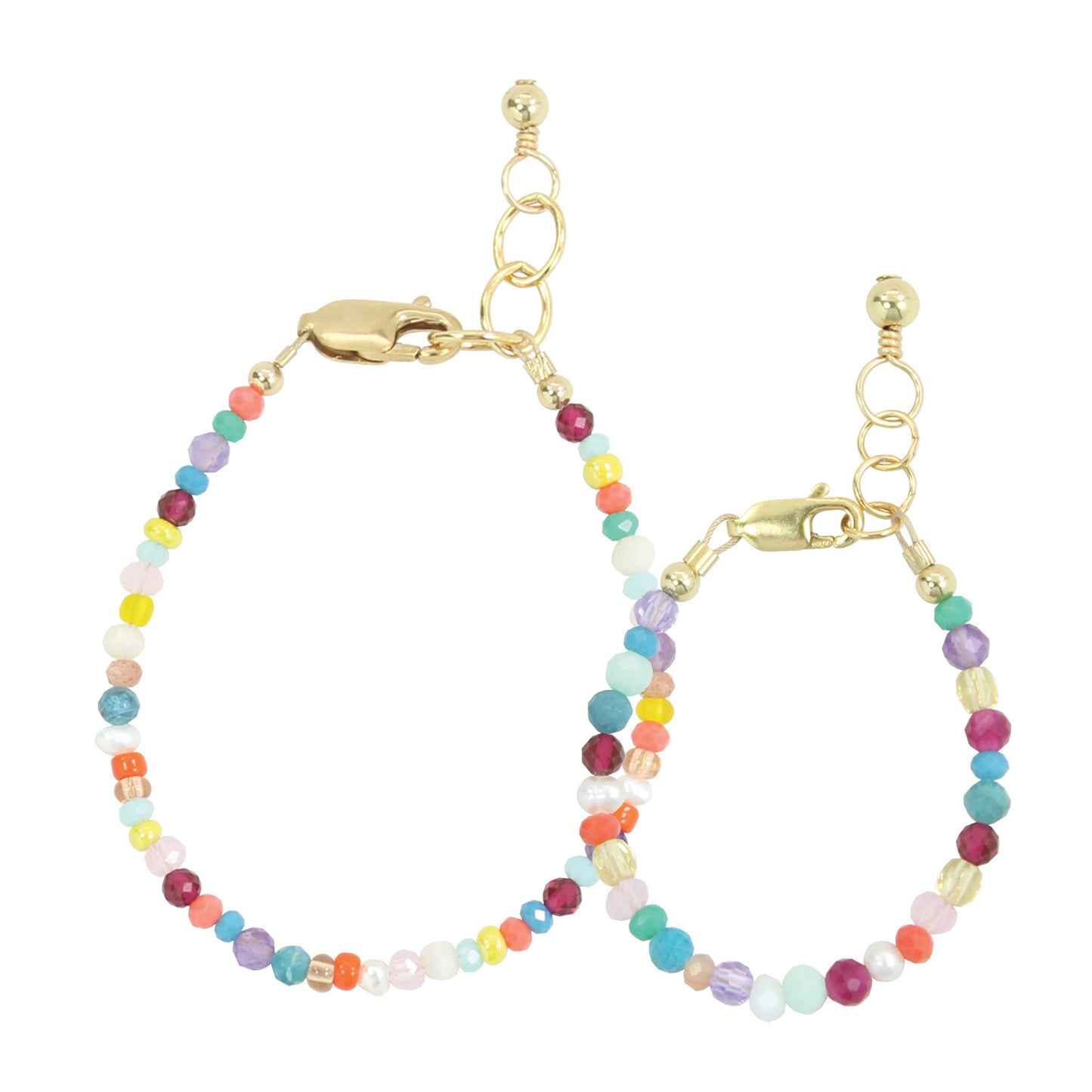 Load image into Gallery viewer, Confetti Mom + Mini Bracelet set (3MM Beads)
