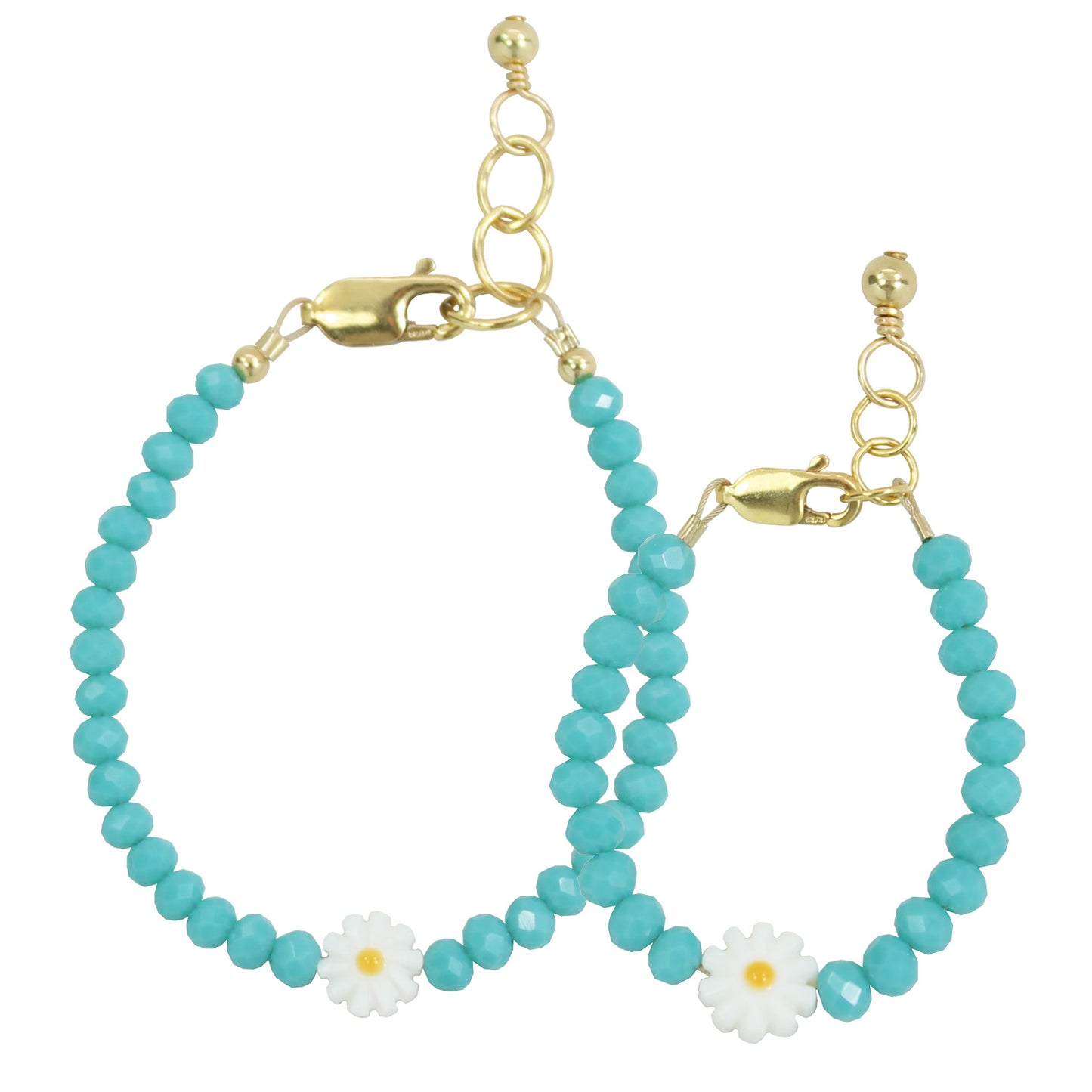 Daisy Mom + Mini Bracelet set (Peacock 4MM Beads)
