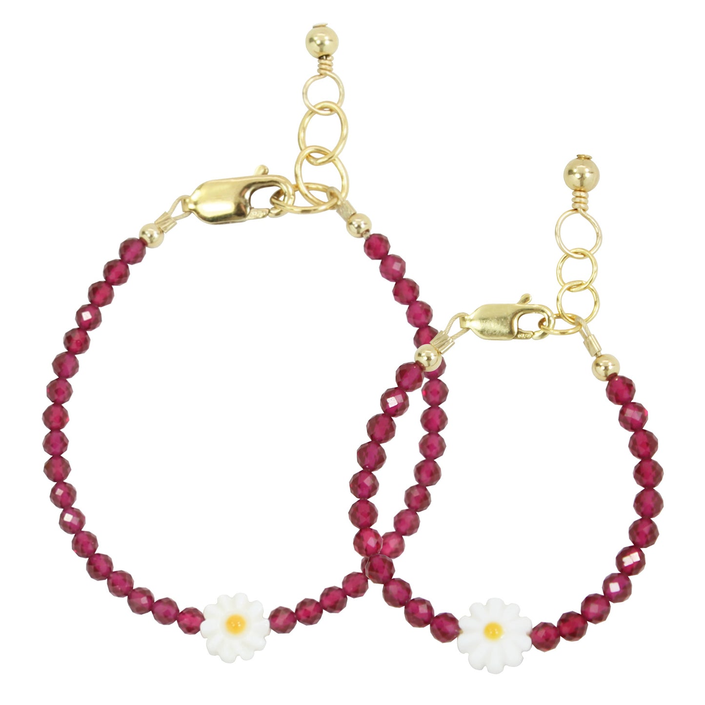 Daisy Mom + Mini Bracelet set (Viva Magenta 3MM Beads)