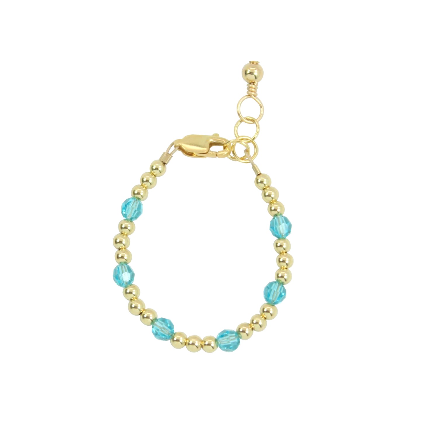 December Birthstone Dotted Baby Bracelet (3MM + 4MM beads)