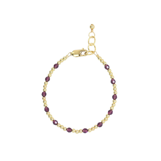 February Birthstone Dotted Adult Bracelet (3MM + 4MM beads)