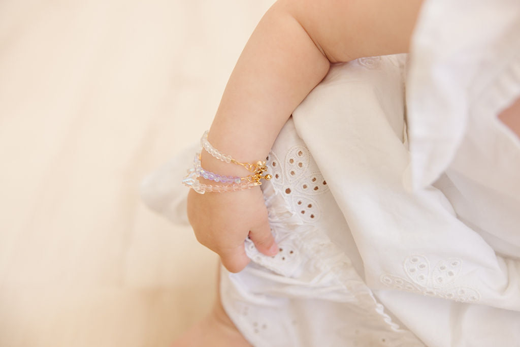 Blush Wings Mom + Mini Bracelet Set (4MM Beads)