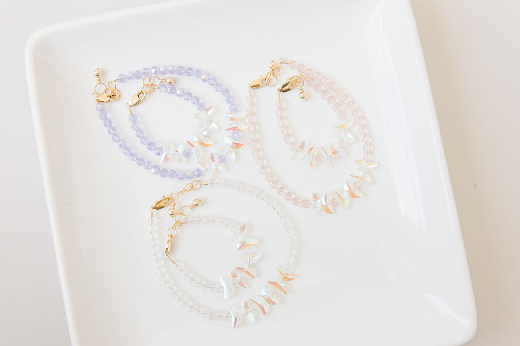 Blush Wings Mom + Mini Bracelet Set (4MM Beads)