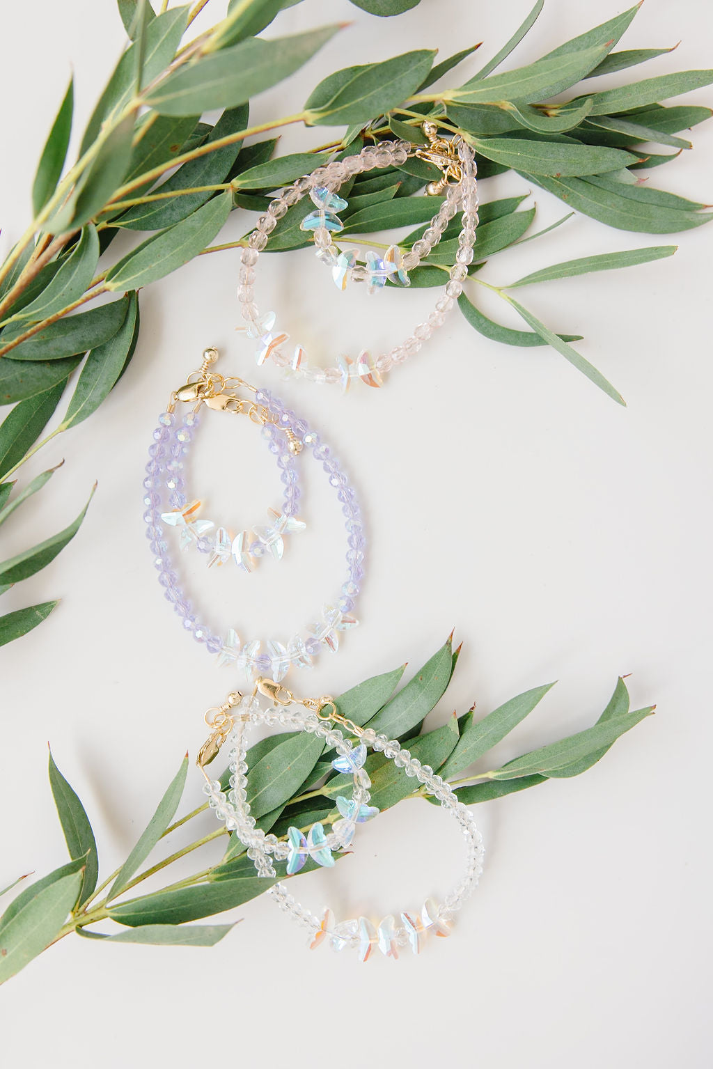 Blush Wings Mom + Mini Bracelet Set (4MM Beads)