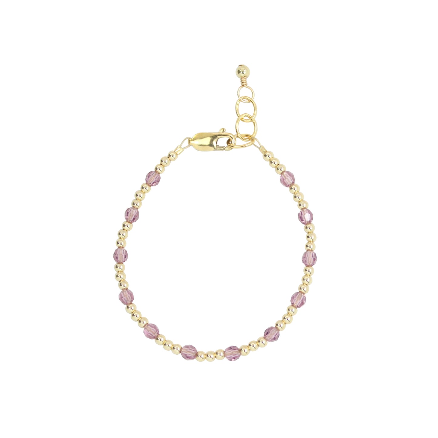 June Birthstone Dotted Adult Bracelet (3MM + 4MM beads)