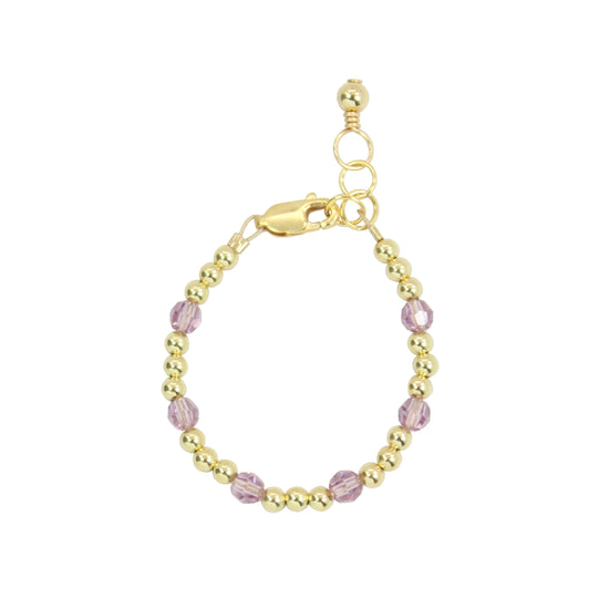 June Birthstone Dotted Baby Bracelet (3MM + 4MM beads)
