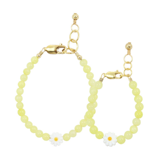 Daisy Mom + Mini Bracelet set (Daffodil 4MM Beads)