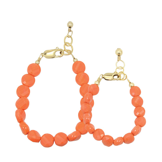Tangerine Mom + Mini Bracelet set (6MM Beads)