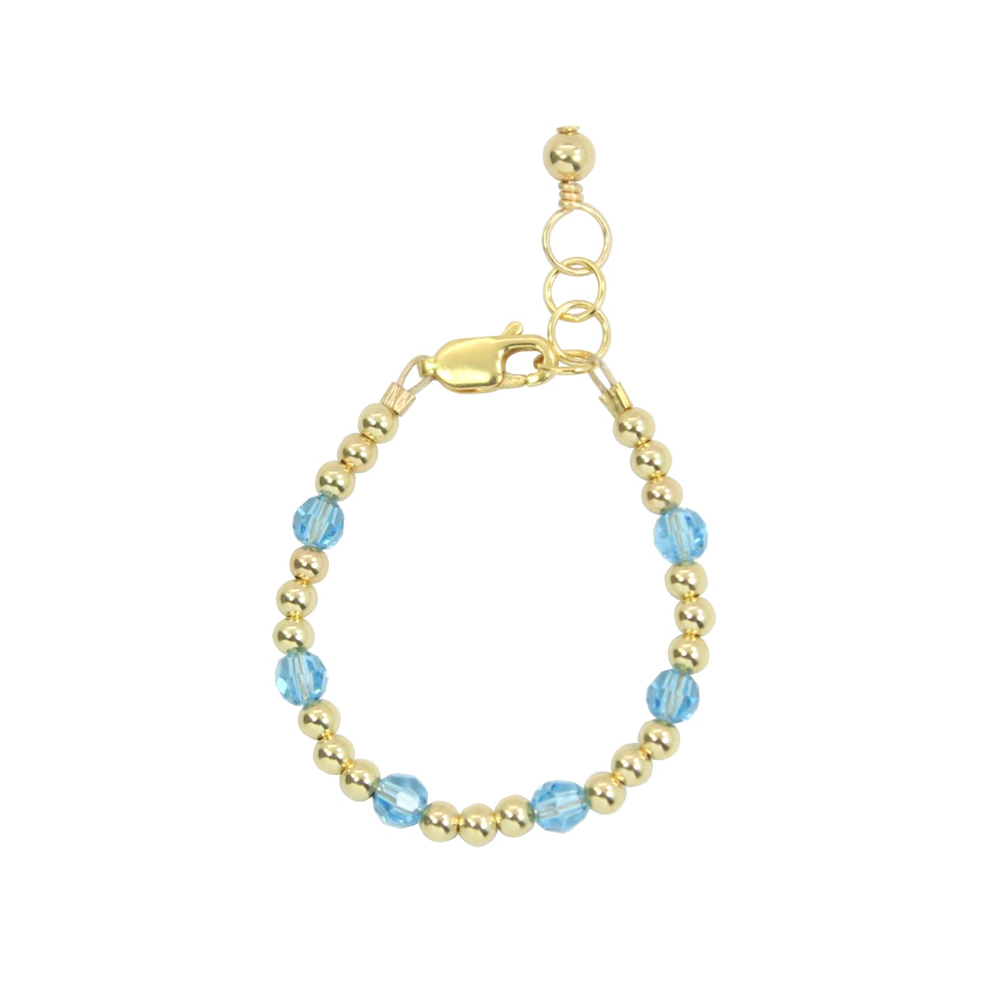 March Birthstone Dotted Baby Bracelet (3MM + 4MM beads)