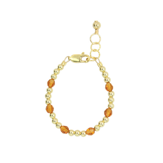 November Birthstone Dotted Baby Bracelet (3MM + 4MM beads)