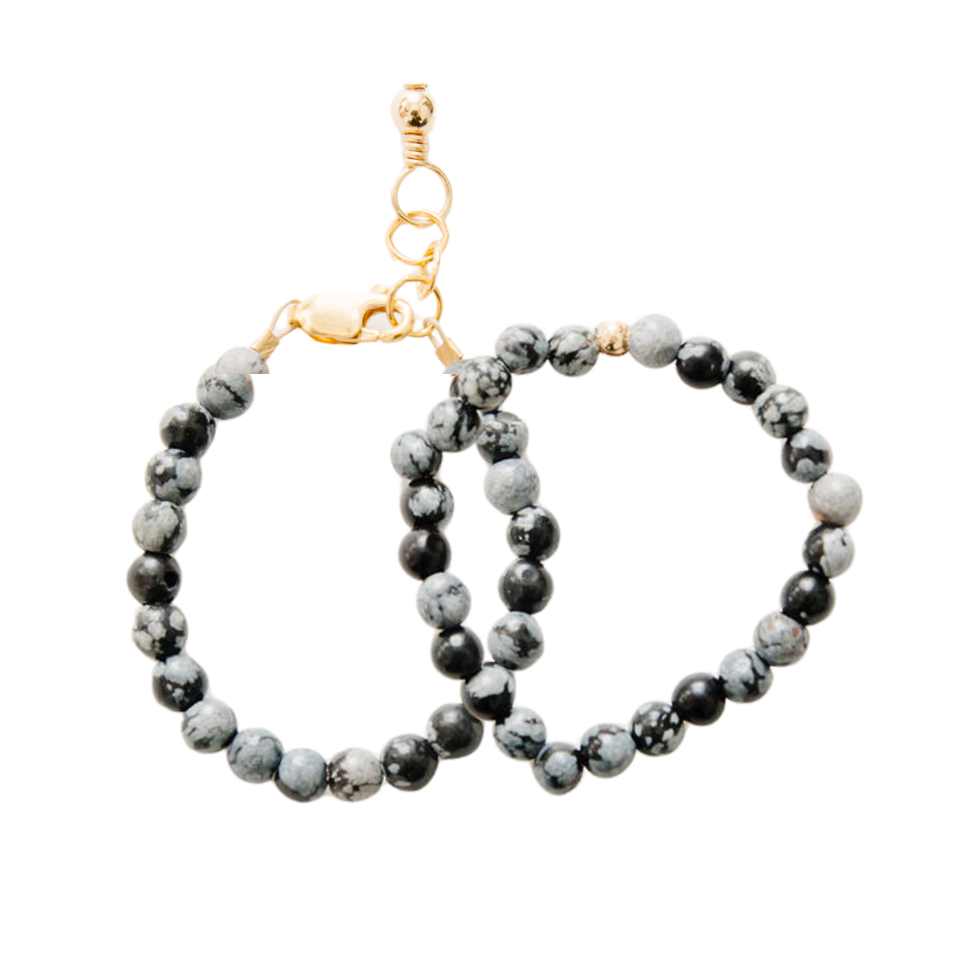 Mixed Granite Shiny Adult + Mini Bracelet Set (4MM Beads)