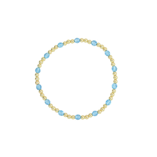 Load image into Gallery viewer, Stretchy March Birthstone Adult Dotted Bracelet (3MM + 4MM beads)
