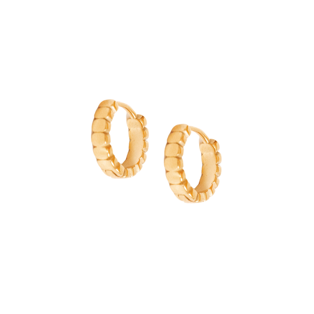Ridged Huggie Hoop Earrings (12mm)