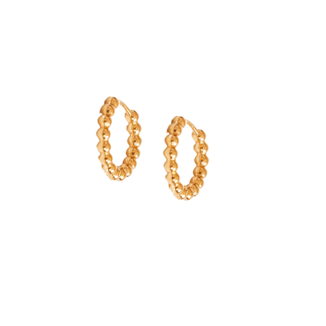 Beaded Huggie Hoop Earrings (12mm)