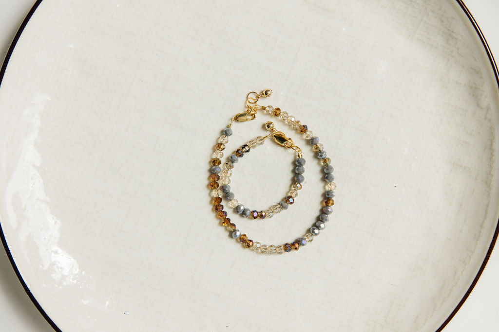 Porcelain Mom + Mini Bracelet set (4MM Beads)