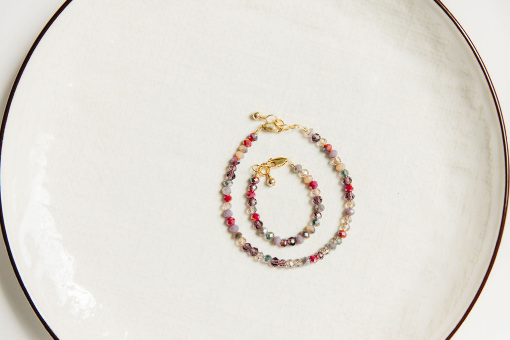 Dahlia Mom + Mini Bracelet set (4MM Beads)