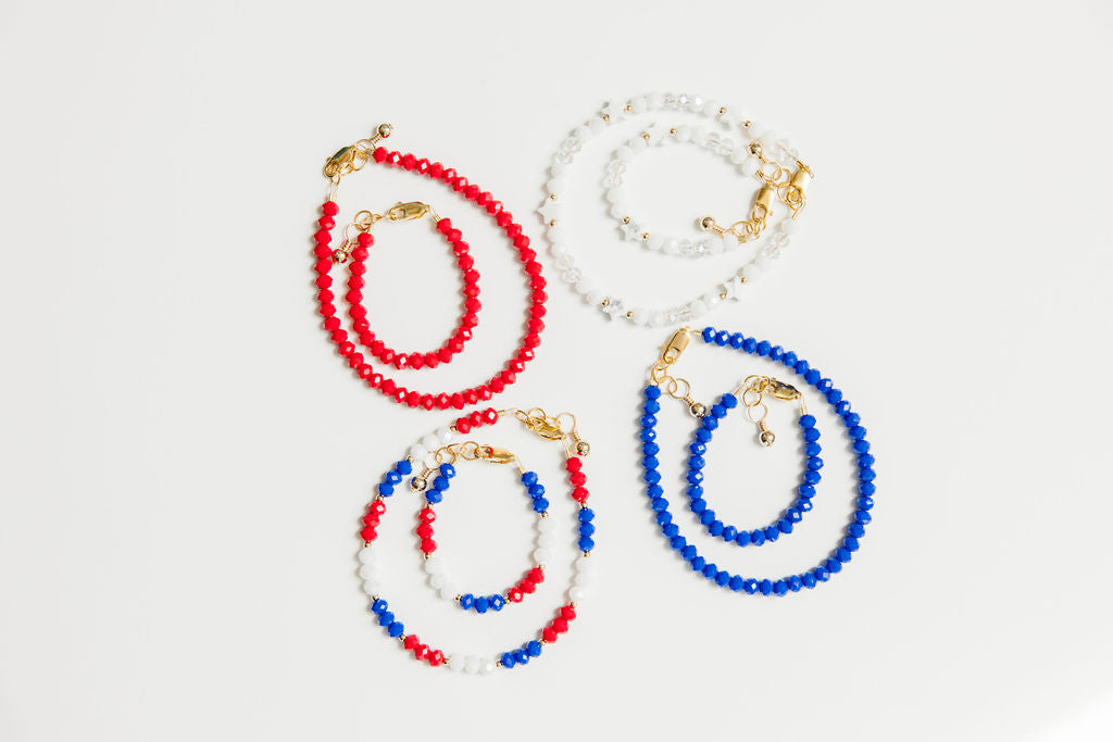 Cobalt Mom + Mini Bracelet set (4MM Beads)