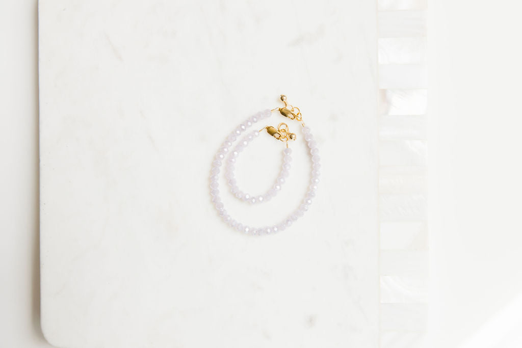 Lilac Mom + Mini Bracelet set (4MM Beads)