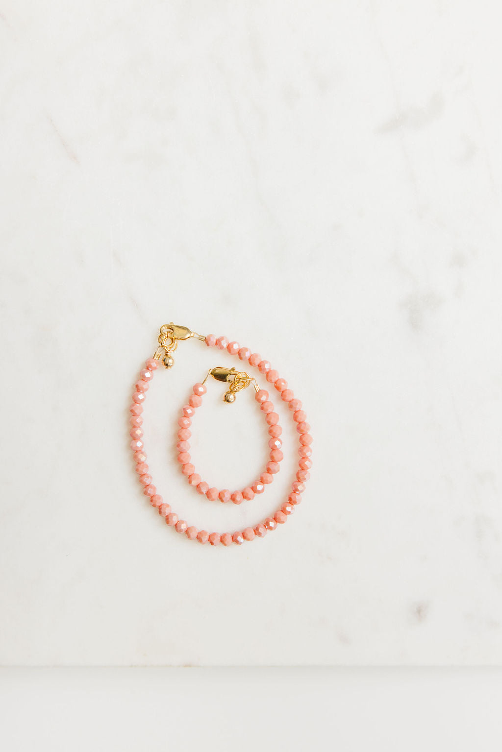Peach Bellini Mom + Mini Bracelet set (4MM Beads)