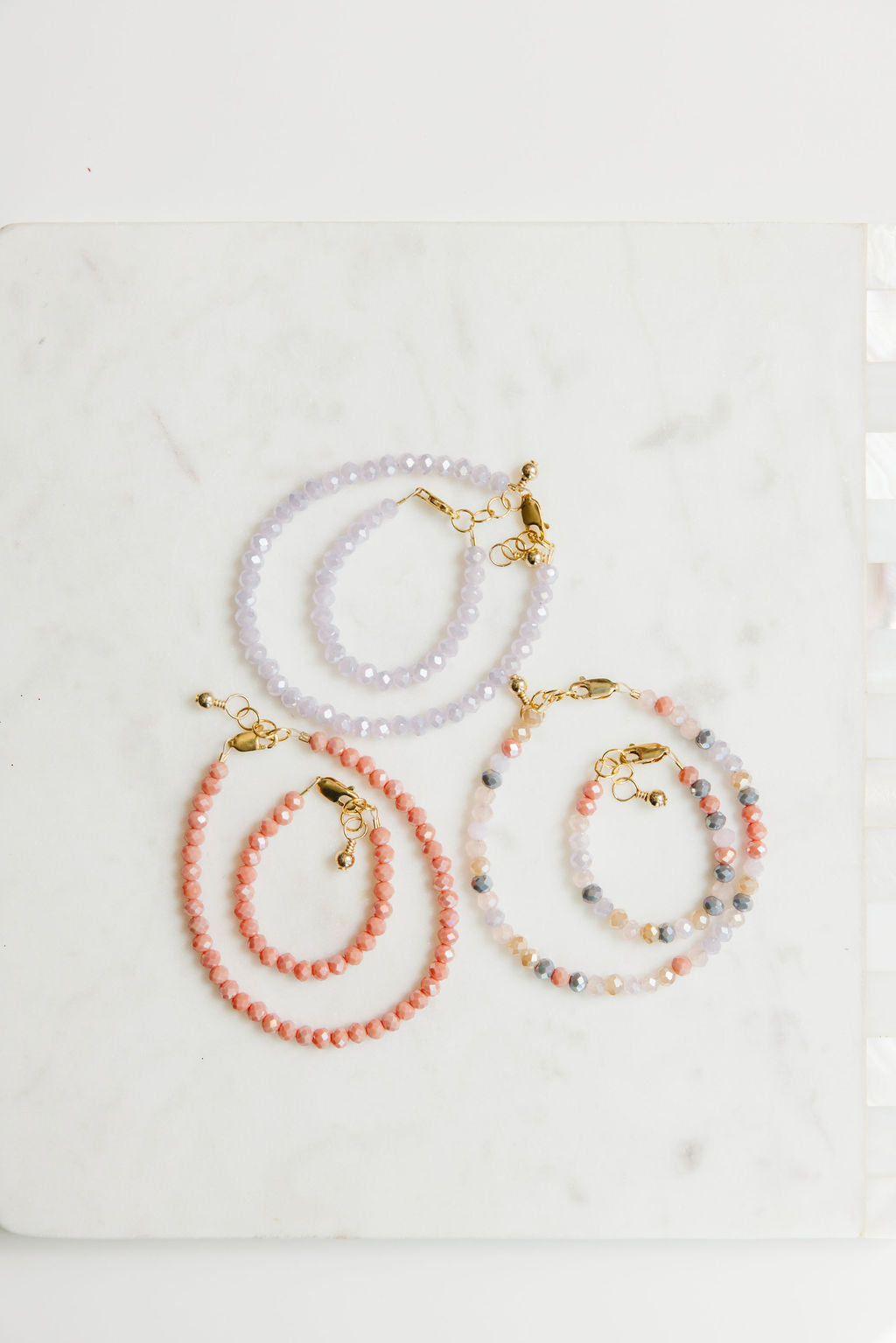 Lilac Mom + Mini Bracelet set (4MM Beads)