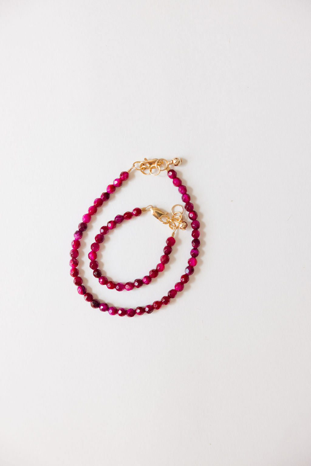 Fuchsia Mom + Mini Bracelet Set (4MM Beads)