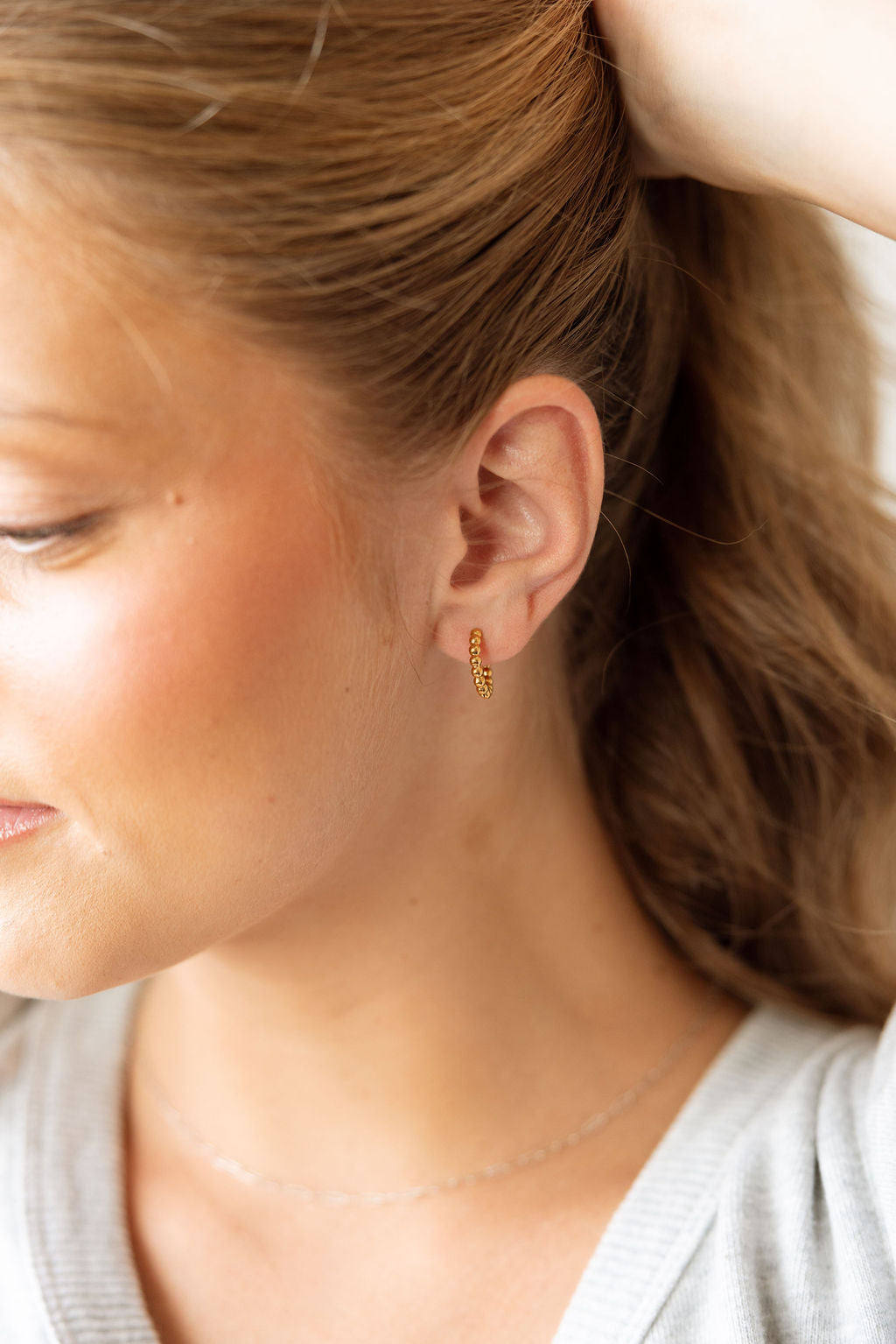 Beaded Huggie Hoop Earrings (12mm)