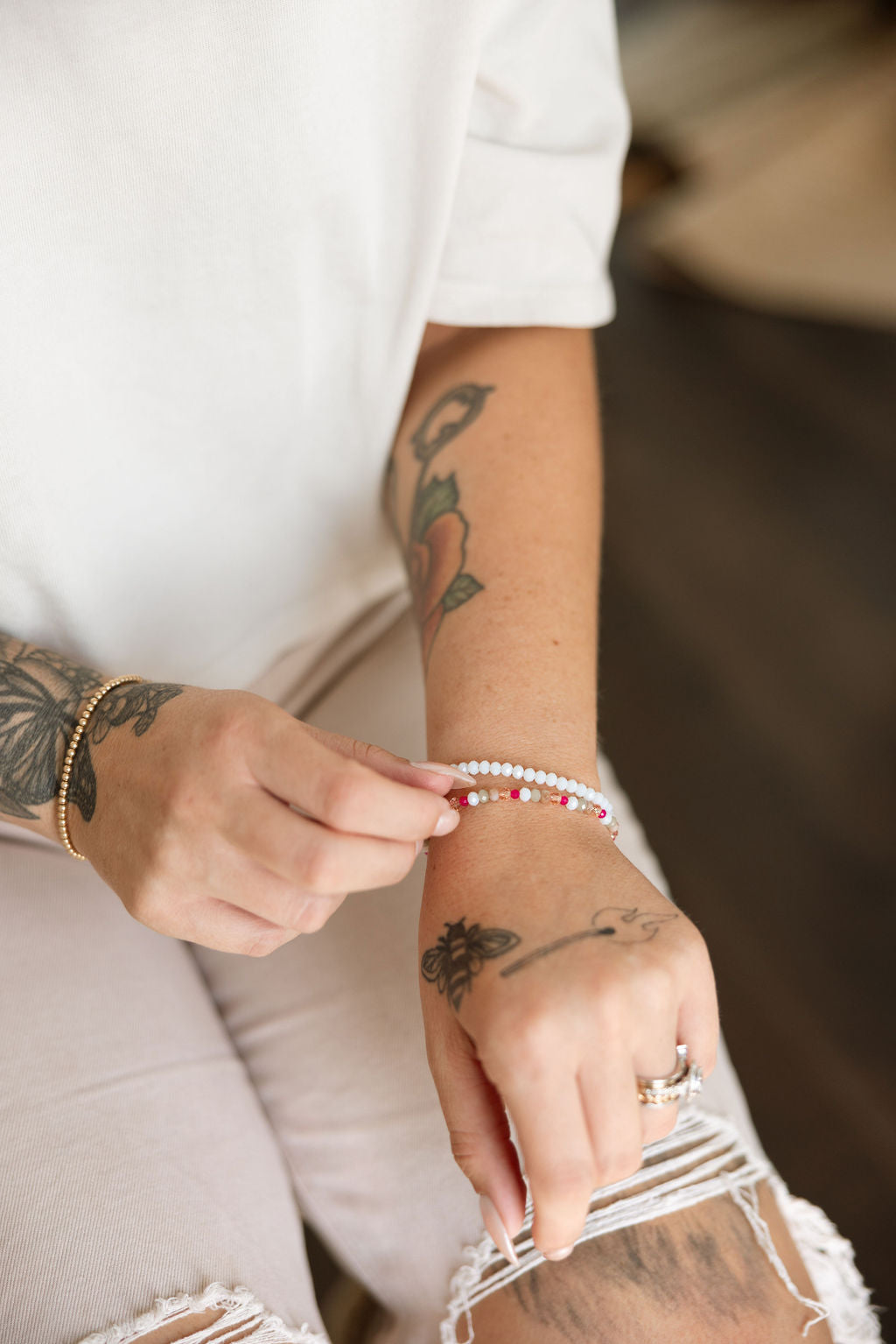 Glacier Mom + Mini Bracelet Set (4MM Beads)