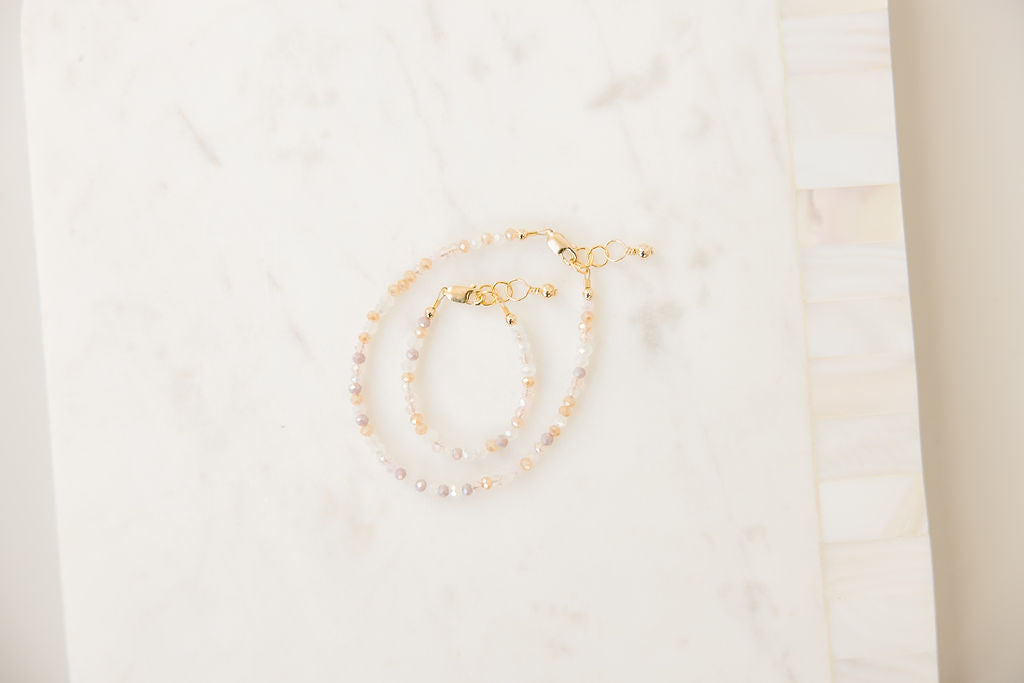 Ocean Mist Mom + Mini Bracelet Set (3MM Beads)